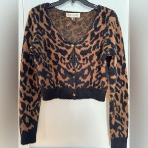 Taylor Black and Brown Leopard Cardigan